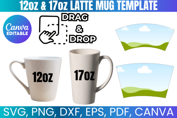 Download 17oz and 12oz Latte Mug Template - Mug template Collection
